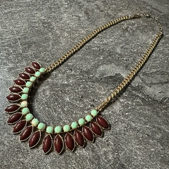 Vintage Gold Chain Necklace with Marquise Cut Stones - Picture 3 of 5